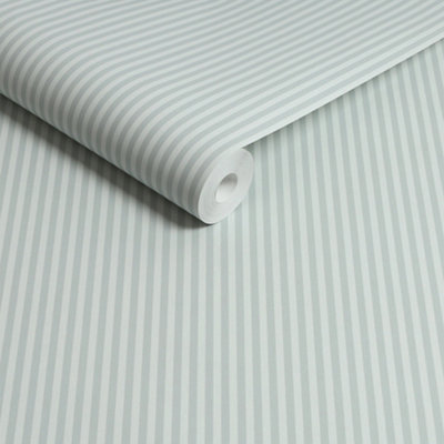 Next Sage Calm Classic Stripe Wallpaper from B&Q
