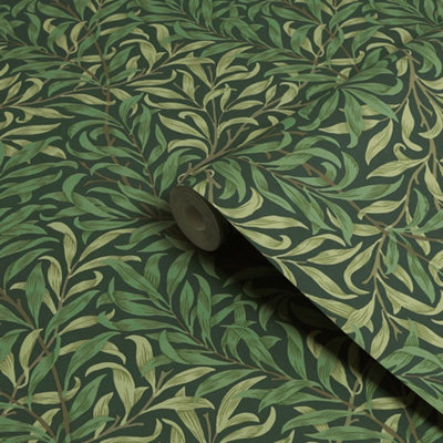 B&Q -  Gallery Collection Deep Green Willow Bough Smooth Wallpaper