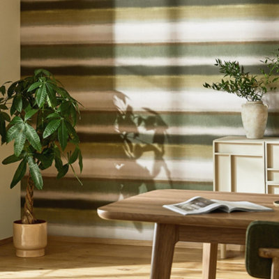 Next Equinox Stripe Greens Wallpaper from B&Q