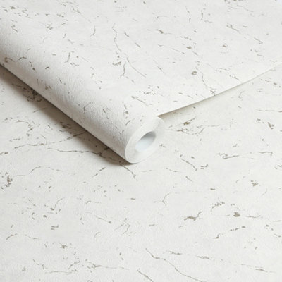 B&Q -  Gilded Plaster Neutral Pale Gold Textured Wallpaper