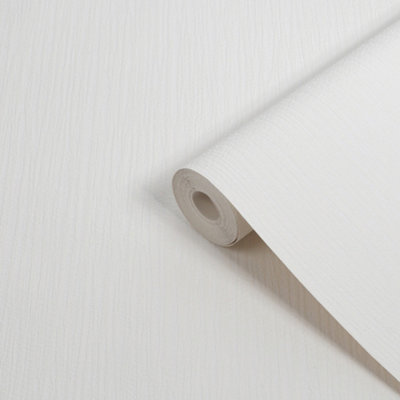 B&Q -  White Grasscloth Texture Blown Wallpaper