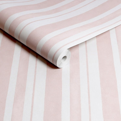 Shabby Chic By Rachel Ashwell Watercolour Stripe Pink Wallpaper from B&Q