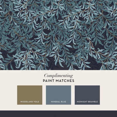 William Morris At Home Willow Bough Navy Fixed Size Mural Print To Order from B&Q