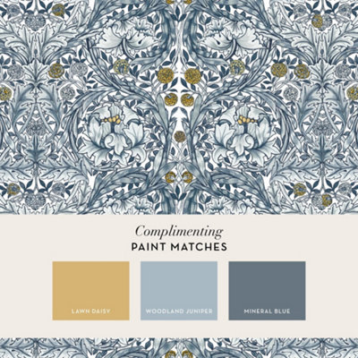 William Morris At Home African Marigold Blue Fixed Size Mural Print To Order from B&Q