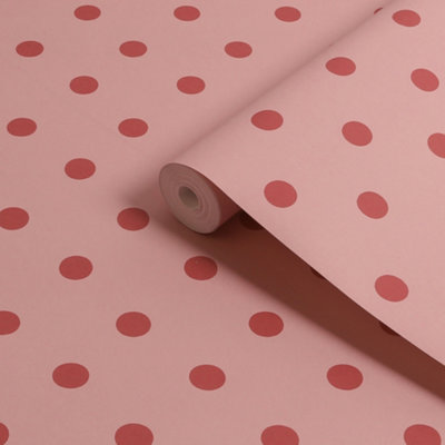 Cath Kidston Pink & Red Button Spot Patterned Smooth Wallpaper from B&Q