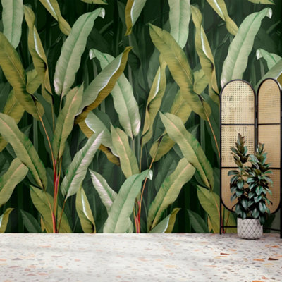 Superfresco Easy Banana Leaf Green Print To Order Fixed Size Mural from B&Q