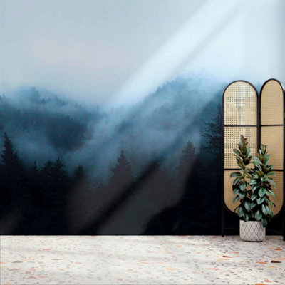 Superfresco Easy Misty Landscape Navy Print To Order Fixed Size Mural from B&Q