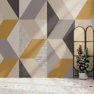 Superfresco Easy Tribal Geo  Yellow Print To Order Fixed Size Mural
