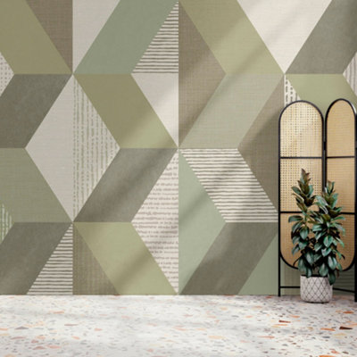 Superfresco Easy Tribal Geo Sage Print To Order Fixed Size Mural