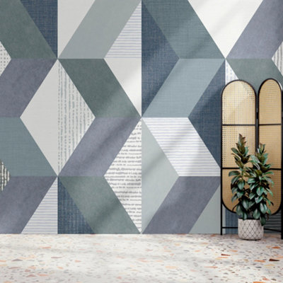 Superfresco Easy Tribal Geo Navy Print To Order Fixed Size Mural
