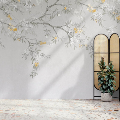 Superfresco Easy Blossom Trail Yellow Print To Order Fixed Size Mural from B&Q