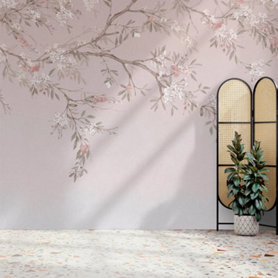 Superfresco Easy Blossom Trail Pink Print To Order Fixed Size Mural from B&Q