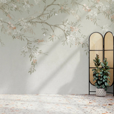 Art For The Home Blossom Trail Sage Print To Order Fixed Size Mural Pink