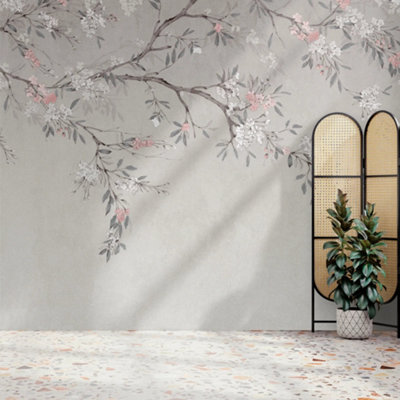 Superfresco Easy Blossom Trail Grey Print To Order Fixed Size Mural from B&Q