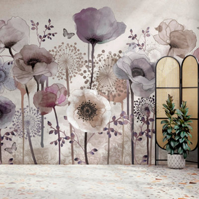 Superfresco Easy Poppy Purple Print To Order Fixed Size Mural from B&Q