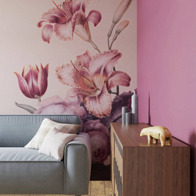 B&Q -  Antique Floral  Soft Blush Print To Order Fixed Size Mural