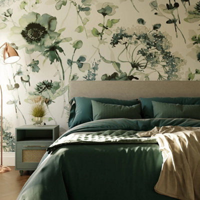B&Q -  Watercolour Floral  Pale Blue Print To Order Fixed Size Mural