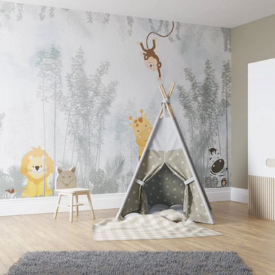 Superfresco Easy Roarsome Blue Grey Print To Order Fixed Size Mural from B&Q