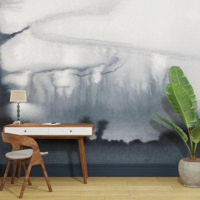 B&Q -  Watercolour Landscape Navy Print To Order Fixed Size Mural