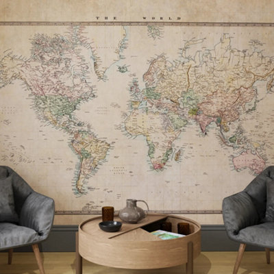 Superfresco Easy The Archivist Map  Natural Print To Order Fixed Size Mural from B&Q