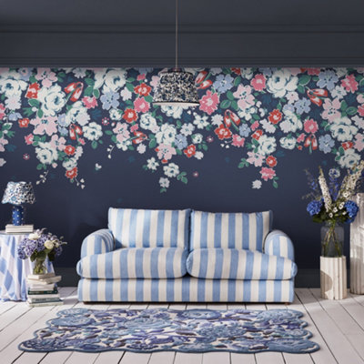 Cath Kidston Clifton Floral Navy Fixed Size Mural from B&Q