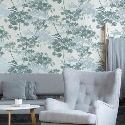 Superfresco Light/Blue Meadow Teal Floral Wallpaper