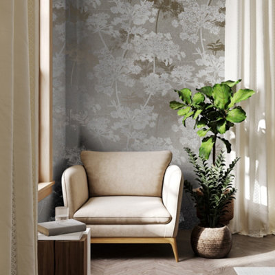 Superfresco Meadow Natural Floral Wallpaper Light/Beige
