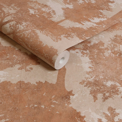 Next Trailing Trees Terracotta Wallpaper from B&Q