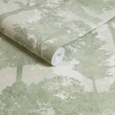 Next Trailing Trees Sage Wallpaper from B&Q