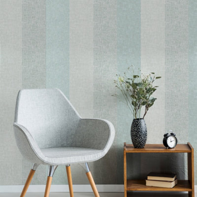Superfresco Meadow Stripe Blue / Neutral Striped Wallpaper from B&Q
