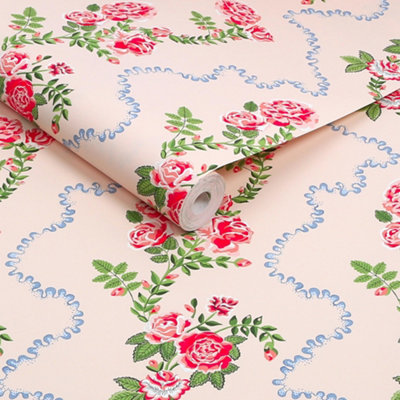 Cath Kidston Rose Flutter Pink Wallpaper from B&Q