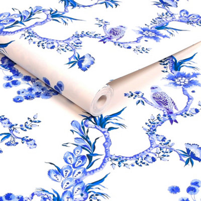 Cath Kidston Blue Birds & Berries Wallpaper