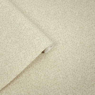 Laura Ashley Stone Grey Leaves Classic Smooth Wallpaper from B&Q