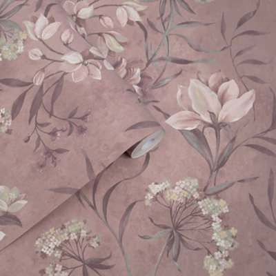 Laura Ashley Grape Floral Classic Smooth Wallpaper from B&Q