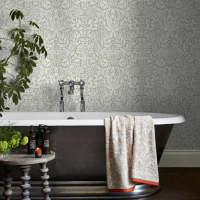 William Morris At Home Acorn Sage Wallpaper from B&Q