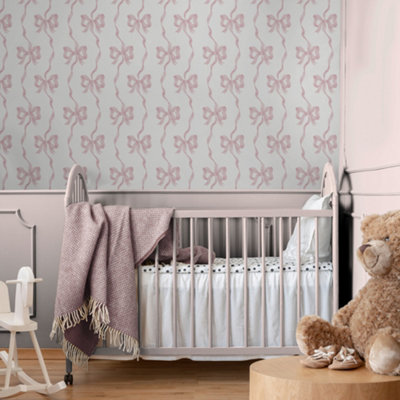 Cath Kidston Ribbon Bow Wallpaper Pink