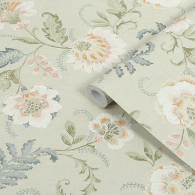 Superfresco Easy Sage Floral Contemporary Smooth Wallpaper from B&Q