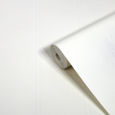 Superfresco Easy White Stripe Contemporary Textured Wallpaper from B&Q