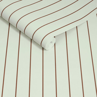 Made Kyria Mint & Chocolate Stripe Wallpaper from B&Q