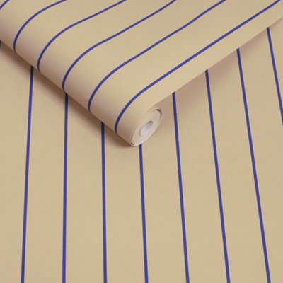Made Kyria Neutral & Blue Stripe Wallpaper from B&Q