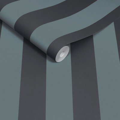 Made Demi Blue Wide Stripe Wallpaper from B&Q