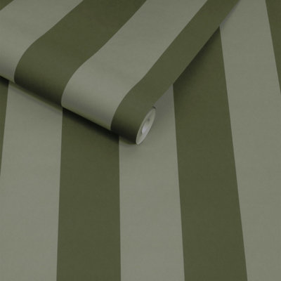 Made Demi Moss Wide Stripe Wallpaper from B&Q