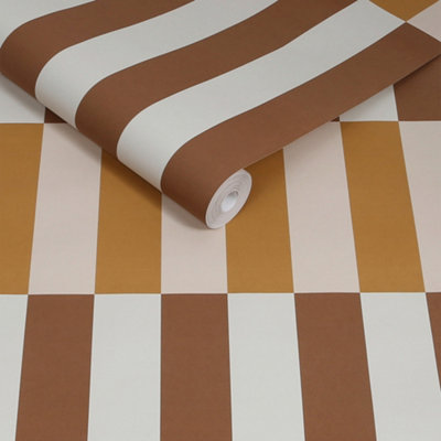 Made Terri Striped Ochre Wallpaper from B&Q
