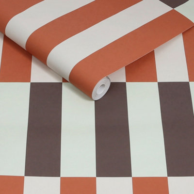 Made Terri Striped Mint & Orange Wallpaper from B&Q