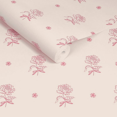 Cath Kidston Spitalfield Bunches Pink Wallpaper from B&Q