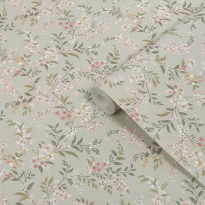 B&Q -  Clara Sage Wallpaper