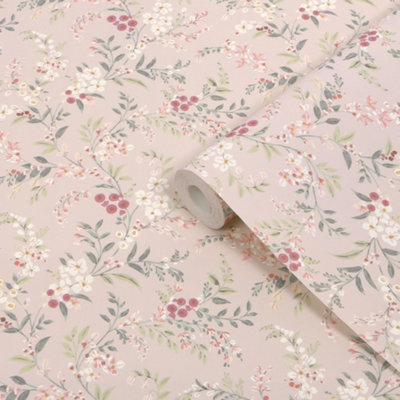 B&Q -  Clara Pink Wallpaper