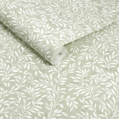 Next Sage Ditsy Leaf Wallpaper from B&Q