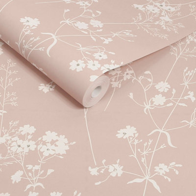 B&Q -  Blush Country Leaves Wallpaper