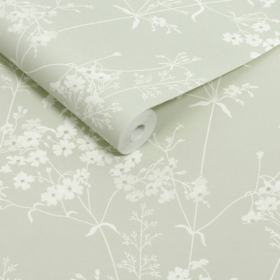 B&Q -  Sage Country Leaves Wallpaper